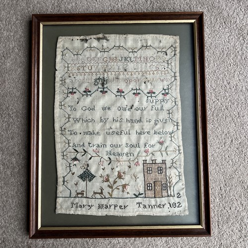Antique needlework sampler - antique,