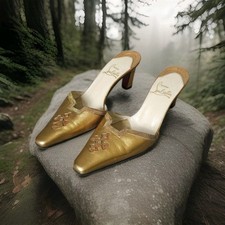 Vintage Christian Louboutin Tudor Mules | EU 37.5 / UK 4.5 | Rare Chair Gold 