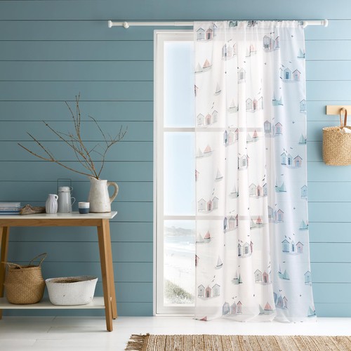 Fusion beach huts voile panel - beach,