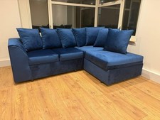 Dylan Blue Plush Velvet Corner