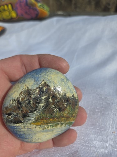 Bob ross style painting - on, a