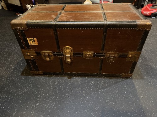Antique wardrobe steamer trunk - antique,