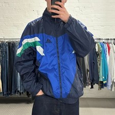 Adidas full zip track jacket Mens XL navy windbreaker retro Y2K streetwear