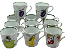 Set 11 Espresso Demitasse Cups Block Opal Watercolors Apple Pear Cherries Plum