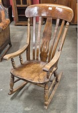 A Victorian elm and beech farmhouse rocking chair Wooden Solid Chair