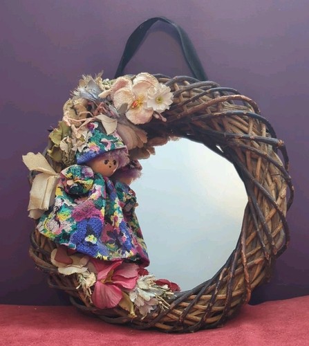 Wicker wreath faux flowers - wreath,