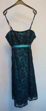 Ladies Teal with Black Lace DEBUT dress. Size UK 12