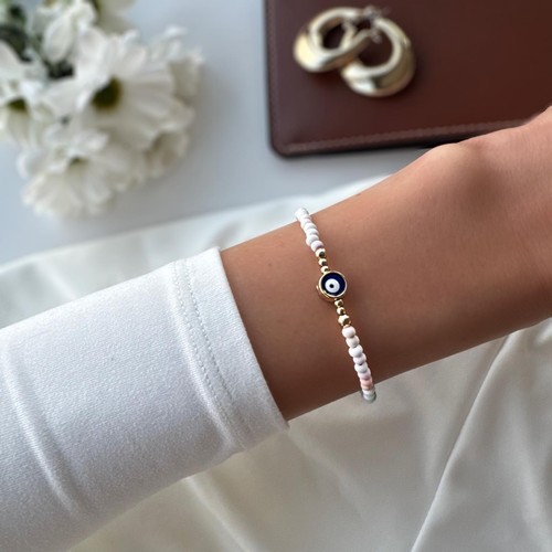 Handmade white bead - handmade, bracelet