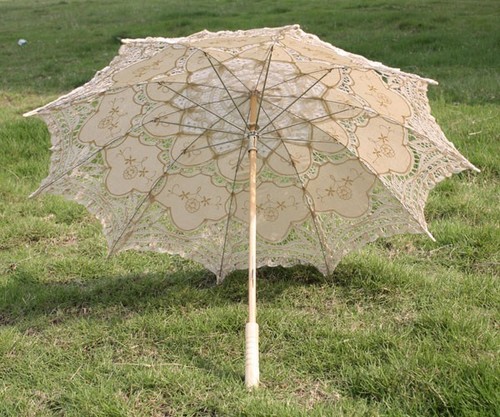Battenburg ivory lace parasol - battenburg,