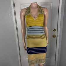 Missoni Women's Dress 4 Designer Knit Silk Halter Striped Italy Sleeveless TT13