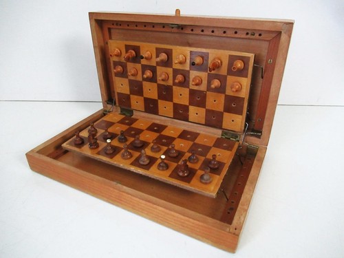 Antique vintage travel chess - ,