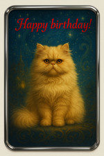 Persian cat Birthday Card A5 -
