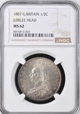 1887 Victoria Halfcrown Jubilee Head 1/2 Crown NGC MS62 Uncirculated Britain