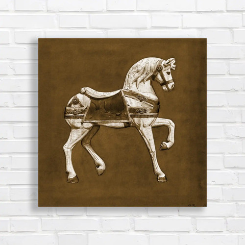 Vintage carousel horse sepia - vintage,