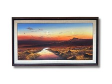 Original Brian D Horswell Oil Painting Signed Sunset British Moorland Landscape