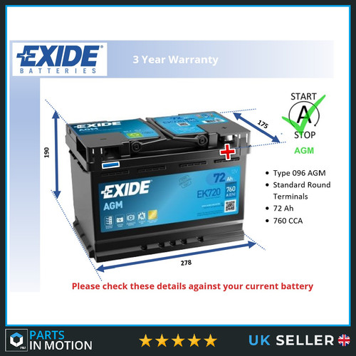 Car battery ek720 exide - car,