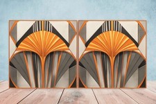 Art Deco Design Ceramic tiles -Set of 2 Art Deco Wall Decor Tiles, Art Deco tile