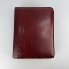 Franklin Covey Red Full Grain Leather Planner Zip Closure