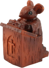 Wooden Church Mouse Statue in the Pulpit Collectible Figurine for Home and Offic