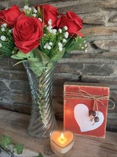 Shabby Chic Handmade Wood Valentine Block  With Heart Design Distressed