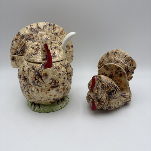 Vtg ceramic covered turkey - ceramic,