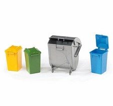 BRUDER Garbage Can Set (3 small, 1 large) - B102607 - MUNICIPLE TOY / UTILITY