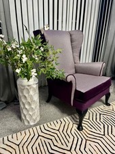 Vintage  Parker Knoll Wing Back Chair Velour Purple