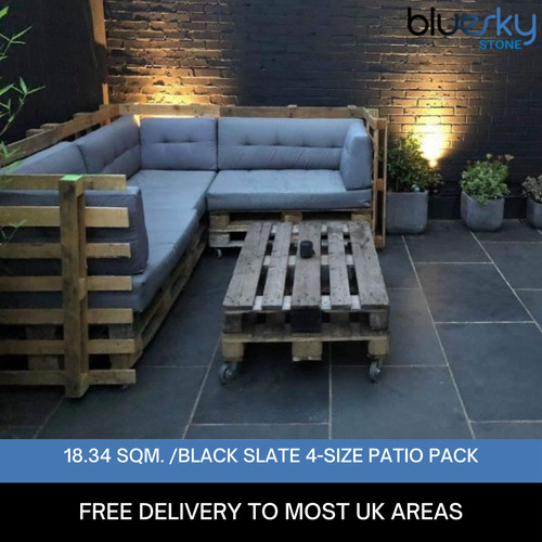 Black slate paving patio - slate,