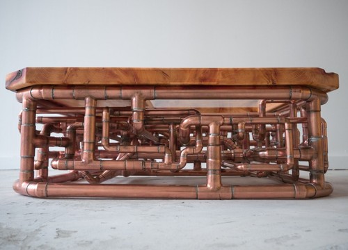 Copper and yew coffee table - copper,