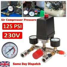 Air Compressor Pressure Switch Control Valve Manifold Regulator Gauges 230V
