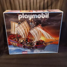 3940 Playmobil Pirate Ship, 00s Original Box and Manual Vintage Toys