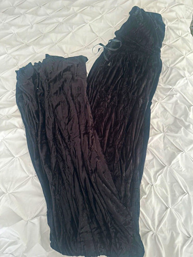 Long black velvet hooded cloak - long,