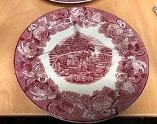 ENOCH WOODS ENGLISH SCENERY PINK DIVIDED DISH / DINNER GRILL PLATE 27CM