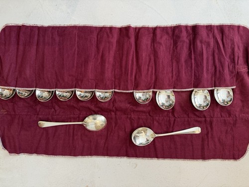 Silver plate soup spoons - 12,