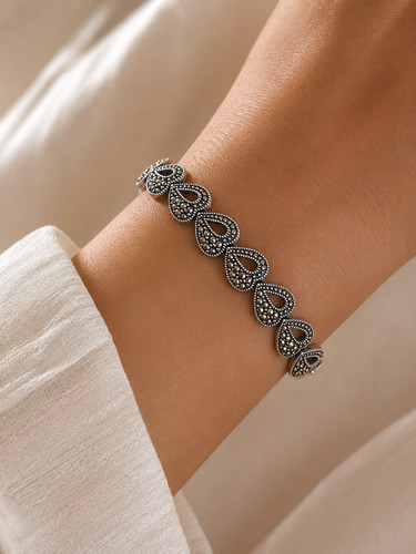 Marcasite heart bracelet 925 - marcasite,
