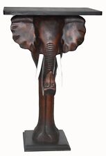 HAND CARVED WOODEN ELEPHANT TABLE END AFRICAN JUNGLE SAFARI SCULPTURE LUCK STAND