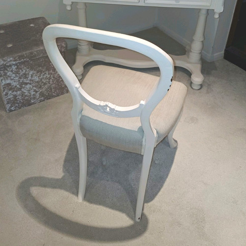 Upholstered vanity chair - chair, white