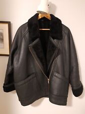 Sheepskin Shearling Aviator Jacket  UK16 Irvin Style Bomber Vintage