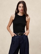 Banana Republic Black Sexy Ribbed Tank All Seasons Showoff UR Guns NEW XS-M