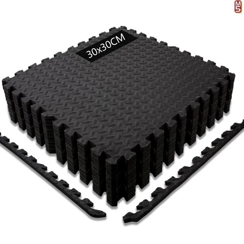 Black interlocking mat yoga - mat,