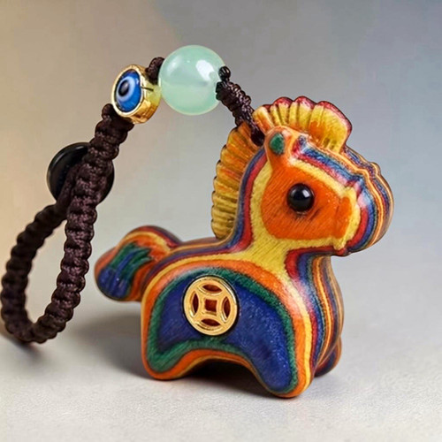 Multi colour wooden horse - multi,