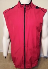 Adidas Mens Golf Wind Vest Clima Proof Front Zip Red Medium Pre-Owned