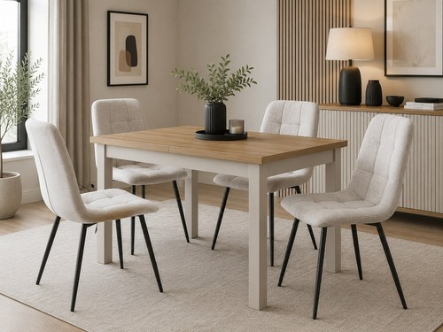 Extending dining table beige - extending,
