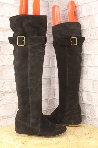 Black suede tall over the - suede,