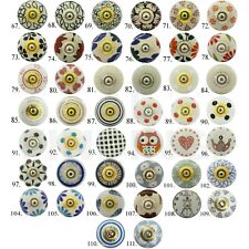 Ceramic door knob knobs shabby chic drawer handle Indian hand painted whites