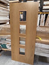 Internal Oak Pre Fully Finished Flush 4 Light Clear Glazed Door