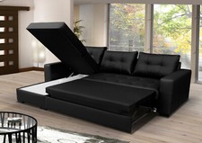 Corner Sofa Bed Black Faux