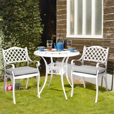 Set of 2 Cast Aluminum Chairs Patio Bistro Dining Chair Armchair w/ Cushions UK