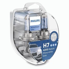Philips WhiteVision Ultra Car Headlight Bulbs H7 (Twin Pack) White Vision