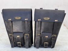 2 Side Motorcycle Accessorie L & R Leather Bags Pouch Saddlebags Panniers Saddle